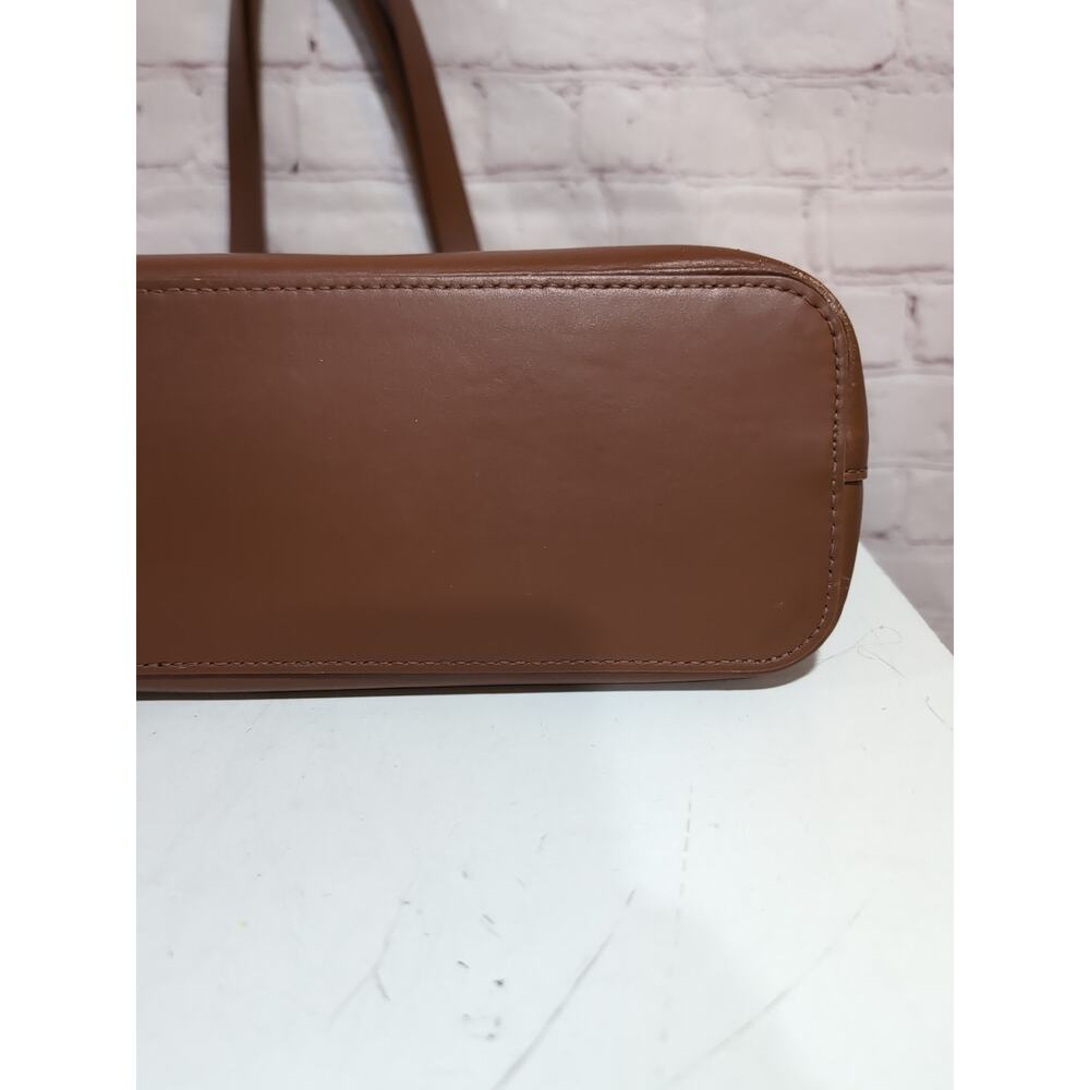 Everlane Soft Leather Shopper Tote Bag Brown Cognac Open Top 2 Handle 14 X 13 - Picture 14 of 17